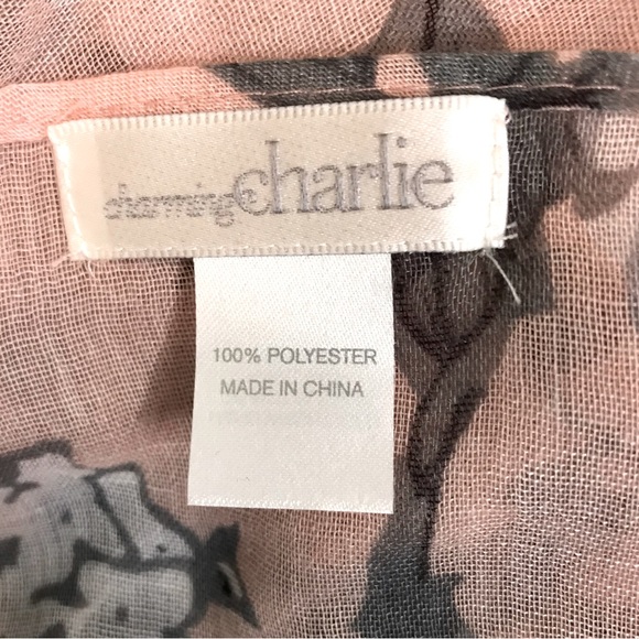 Charming Charlie oversized scarf, pink and gray. 70” x 39” - Picture 3 of 4
